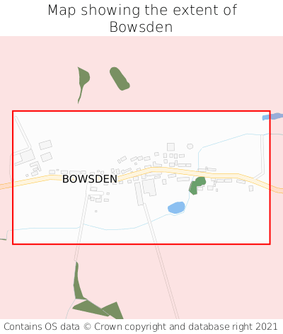 Map showing extent of Bowsden as bounding box