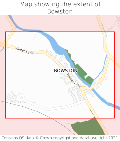 Map showing extent of Bowston as bounding box