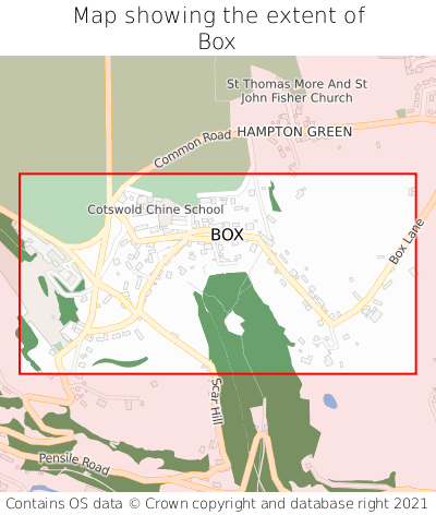 Map showing extent of Box as bounding box