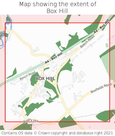 Map showing extent of Box Hill as bounding box
