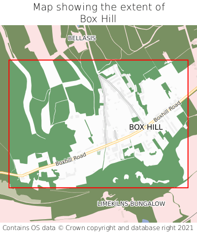 Map showing extent of Box Hill as bounding box