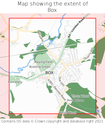 Map showing extent of Box as bounding box