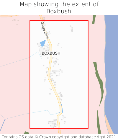 Map showing extent of Boxbush as bounding box