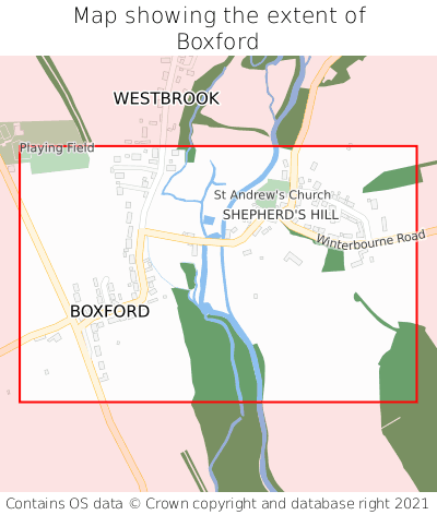 Map showing extent of Boxford as bounding box