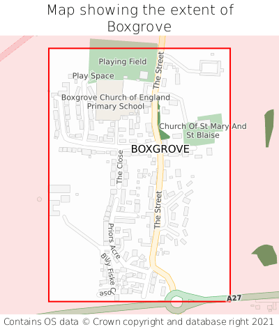 Map showing extent of Boxgrove as bounding box