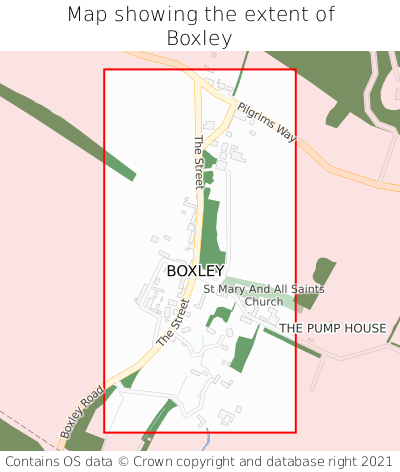 Map showing extent of Boxley as bounding box
