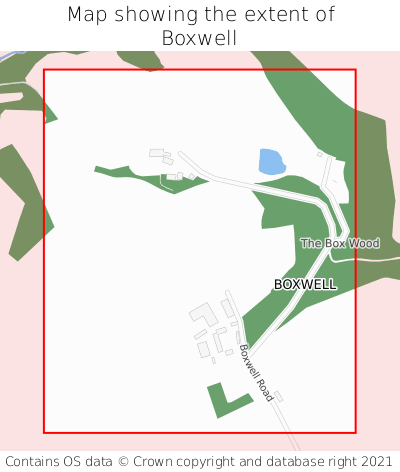 Map showing extent of Boxwell as bounding box