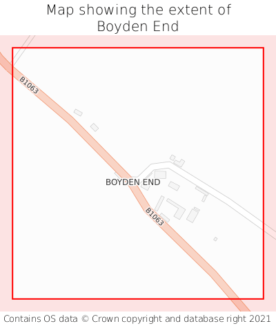 Map showing extent of Boyden End as bounding box