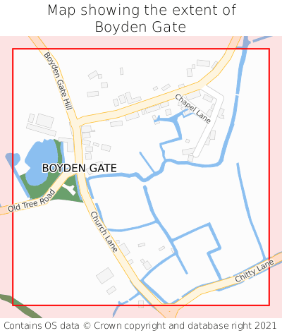 Map showing extent of Boyden Gate as bounding box