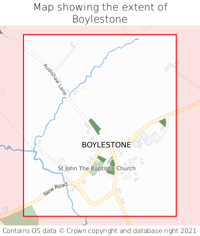 Map showing extent of Boylestone as bounding box