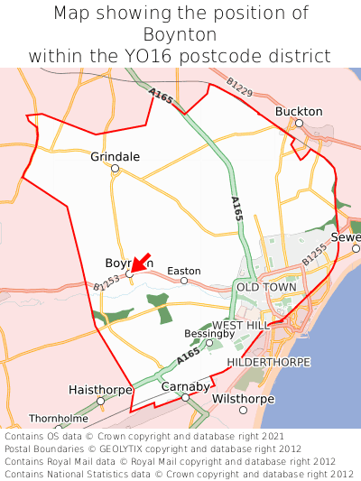 Map showing location of Boynton within YO16