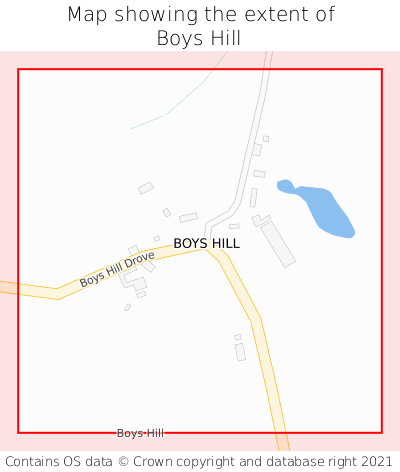 Map showing extent of Boys Hill as bounding box
