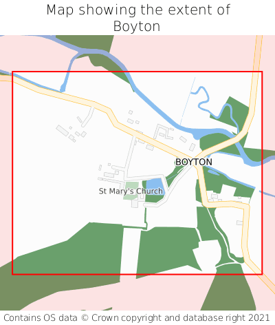 Map showing extent of Boyton as bounding box