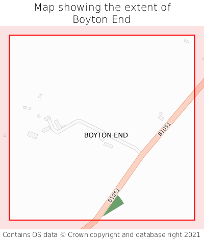 Map showing extent of Boyton End as bounding box