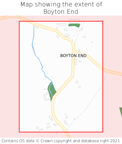 Map showing extent of Boyton End as bounding box
