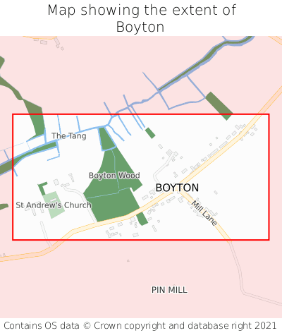 Map showing extent of Boyton as bounding box