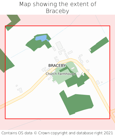 Map showing extent of Braceby as bounding box