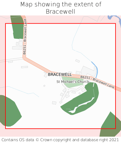 Map showing extent of Bracewell as bounding box