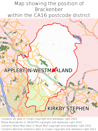 Map showing location of Brackenber within CA16