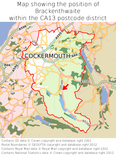 Map showing location of Brackenthwaite within CA13