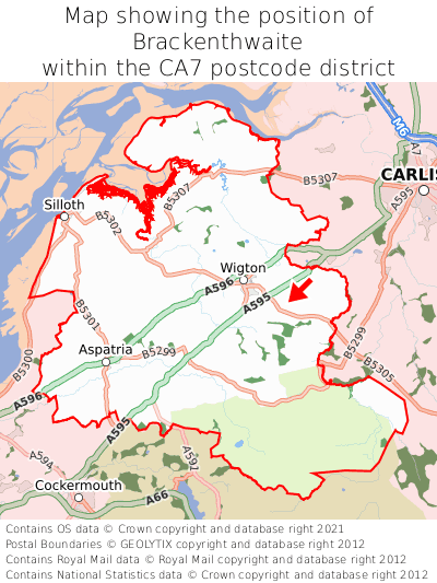 Map showing location of Brackenthwaite within CA7