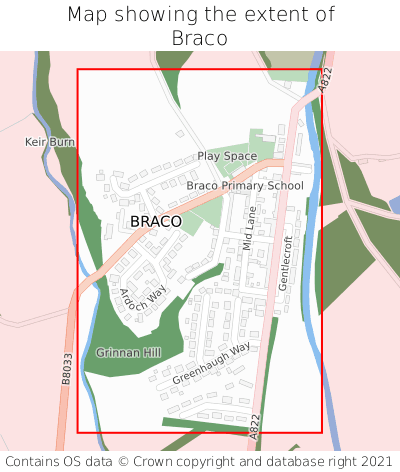 Map showing extent of Braco as bounding box
