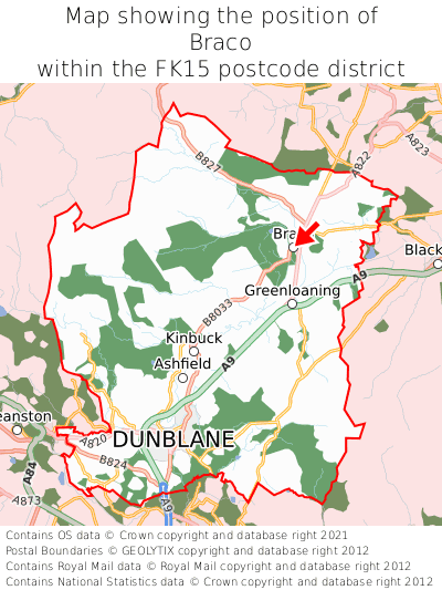 Map showing location of Braco within FK15