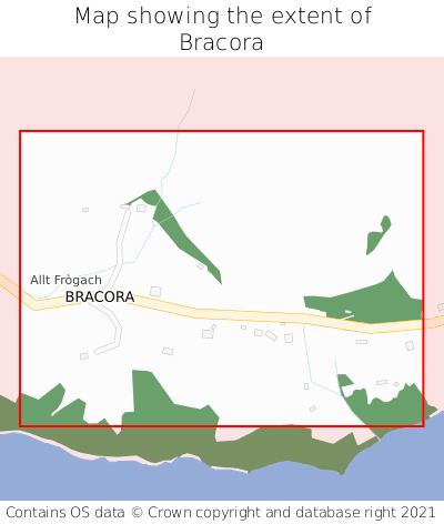 Map showing extent of Bracora as bounding box