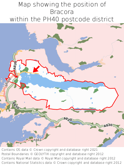 Map showing location of Bracora within PH40