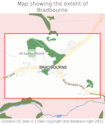Map showing extent of Bradbourne as bounding box