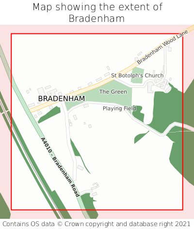 Map showing extent of Bradenham as bounding box