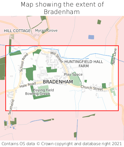 Map showing extent of Bradenham as bounding box