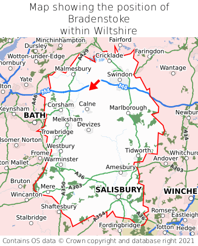 Map showing location of Bradenstoke within Wiltshire