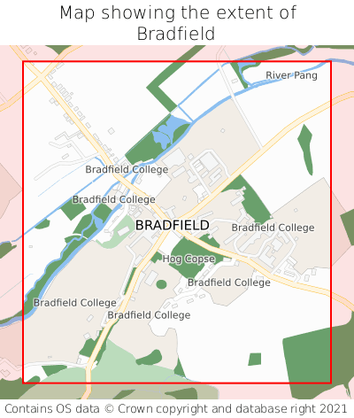 Map showing extent of Bradfield as bounding box