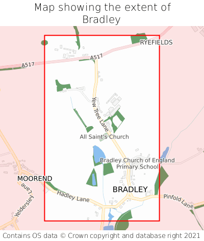 Map showing extent of Bradley as bounding box