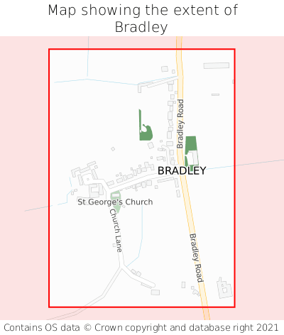 Map showing extent of Bradley as bounding box