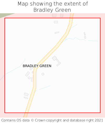 Map showing extent of Bradley Green as bounding box