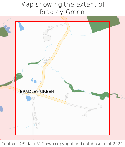 Map showing extent of Bradley Green as bounding box