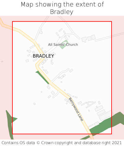 Map showing extent of Bradley as bounding box