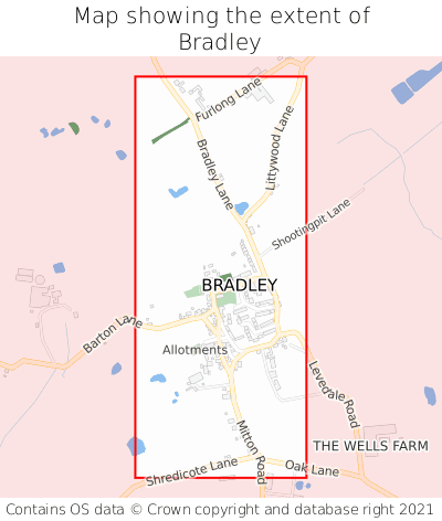 Map showing extent of Bradley as bounding box