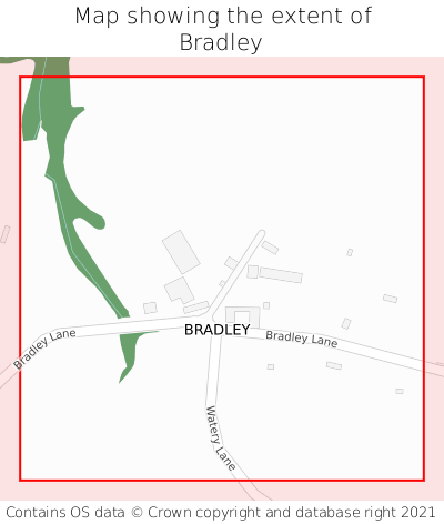 Map showing extent of Bradley as bounding box