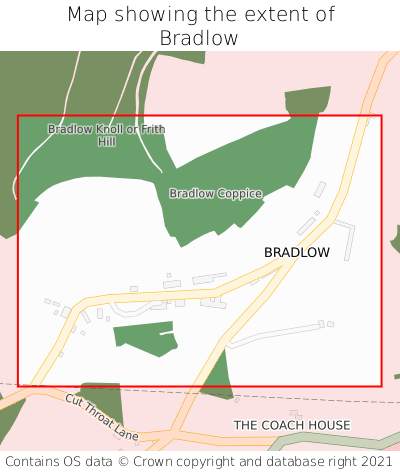 Map showing extent of Bradlow as bounding box