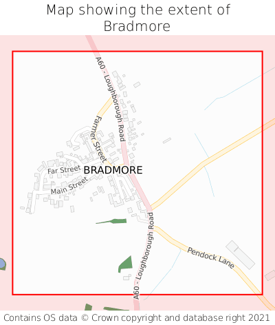Map showing extent of Bradmore as bounding box