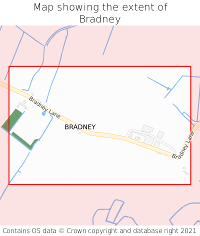 Map showing extent of Bradney as bounding box
