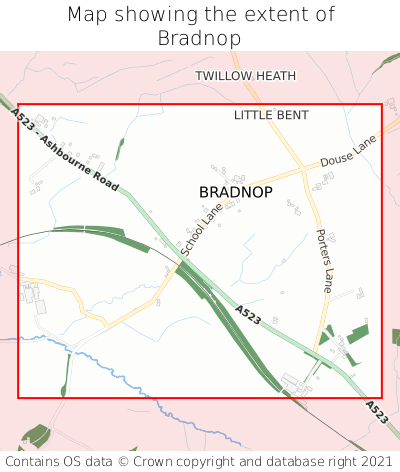 Map showing extent of Bradnop as bounding box