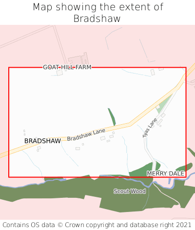 Map showing extent of Bradshaw as bounding box
