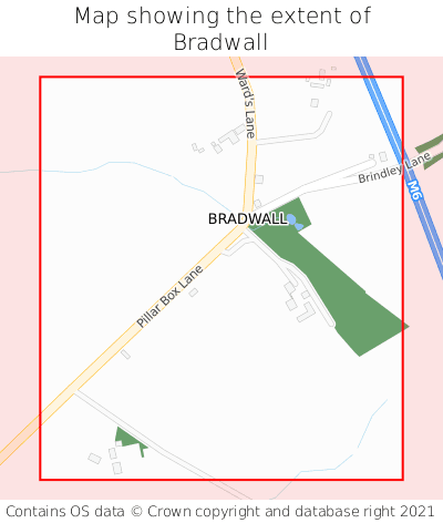 Map showing extent of Bradwall as bounding box