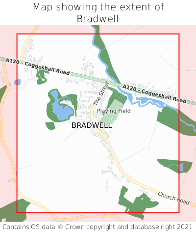 Map showing extent of Bradwell as bounding box