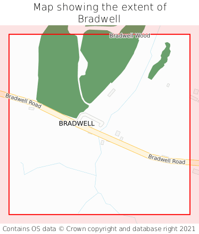 Map showing extent of Bradwell as bounding box