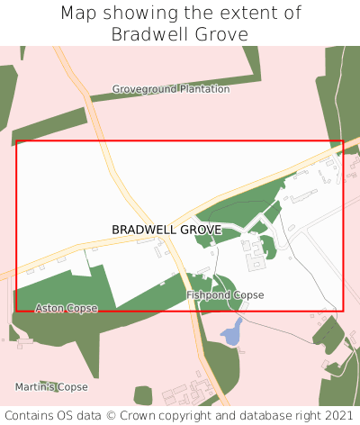 Map showing extent of Bradwell Grove as bounding box